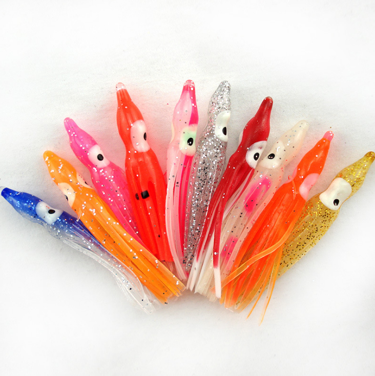 Soft 4-30cm Squid Skirt Octopus Trolling Lures Set 50 Pcs for Fishing