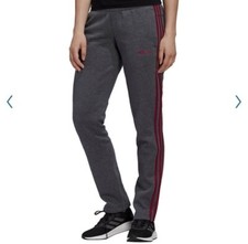 Adidas Womens Essential 3 Stripe Gray Fleece Workout PANTS Size XL NWT