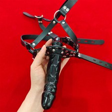 Bondage Head Harness Double Ended Plug Mouth Gag Belt Restraint Couples Game SM