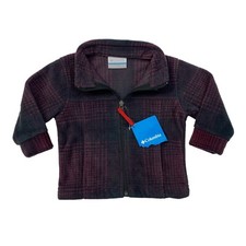 Columbia Jacket Youth Toddler 6-12 Month Gray Pink Zing III Fleece Zip Up Plaid