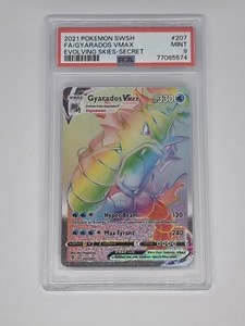 Gyarados Vmax 207/203 Rainbow Rare Evolving Skies Pokemon Card TCG PSA 9