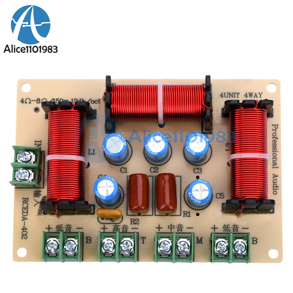 200W 4-Way Treble Midrange Dual Bass Speaker Crossover Divider Home Theater