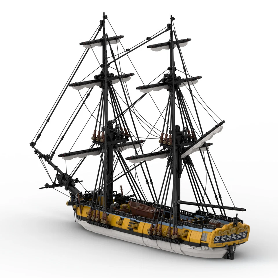 MOC: 14-gun Sloop Rigged Ship with 2 Masts and Interior 3233 Pieces DIY - Image 3 of 4
