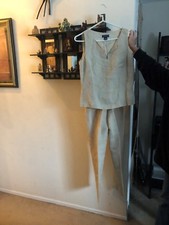 Ann Taylor 2 Piece Pants Suit Beige Top 8 Pants 2 