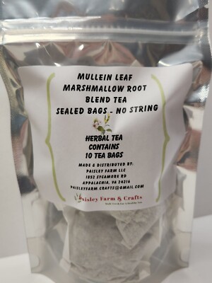 Mullein Leaf Marshmallow Root Blend Tea Bags - All Natural Wildcrafted