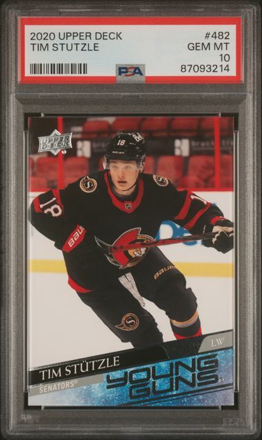 2020-21 Upper Deck S2 #482 Tim Stutzle (RC) -Young Guns PSA 10 GEM MT-Senators