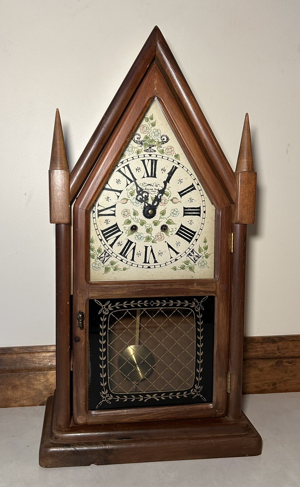New England Clock Company 8 Day Time And Strike Steeple Mantel Table