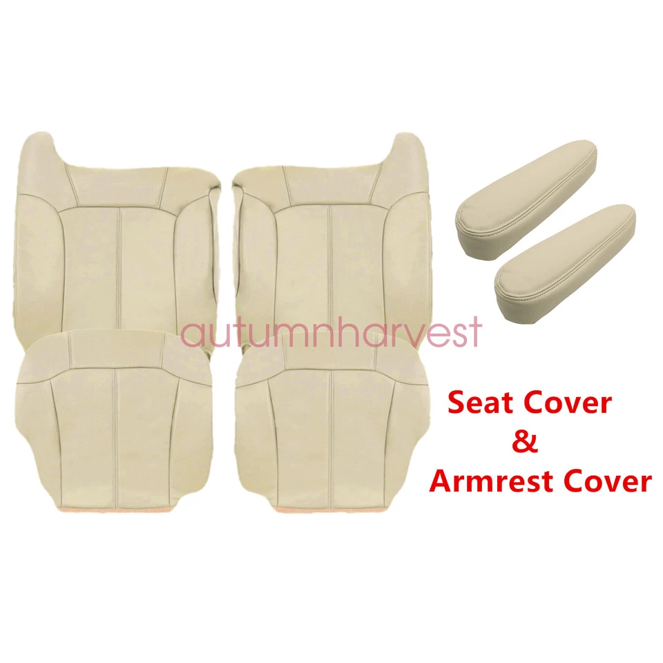 For 99-02 Chevy Tahoe Suburban Driver & Passenger Seat Cover & Armrest Cover Tan Foto 2 de 4