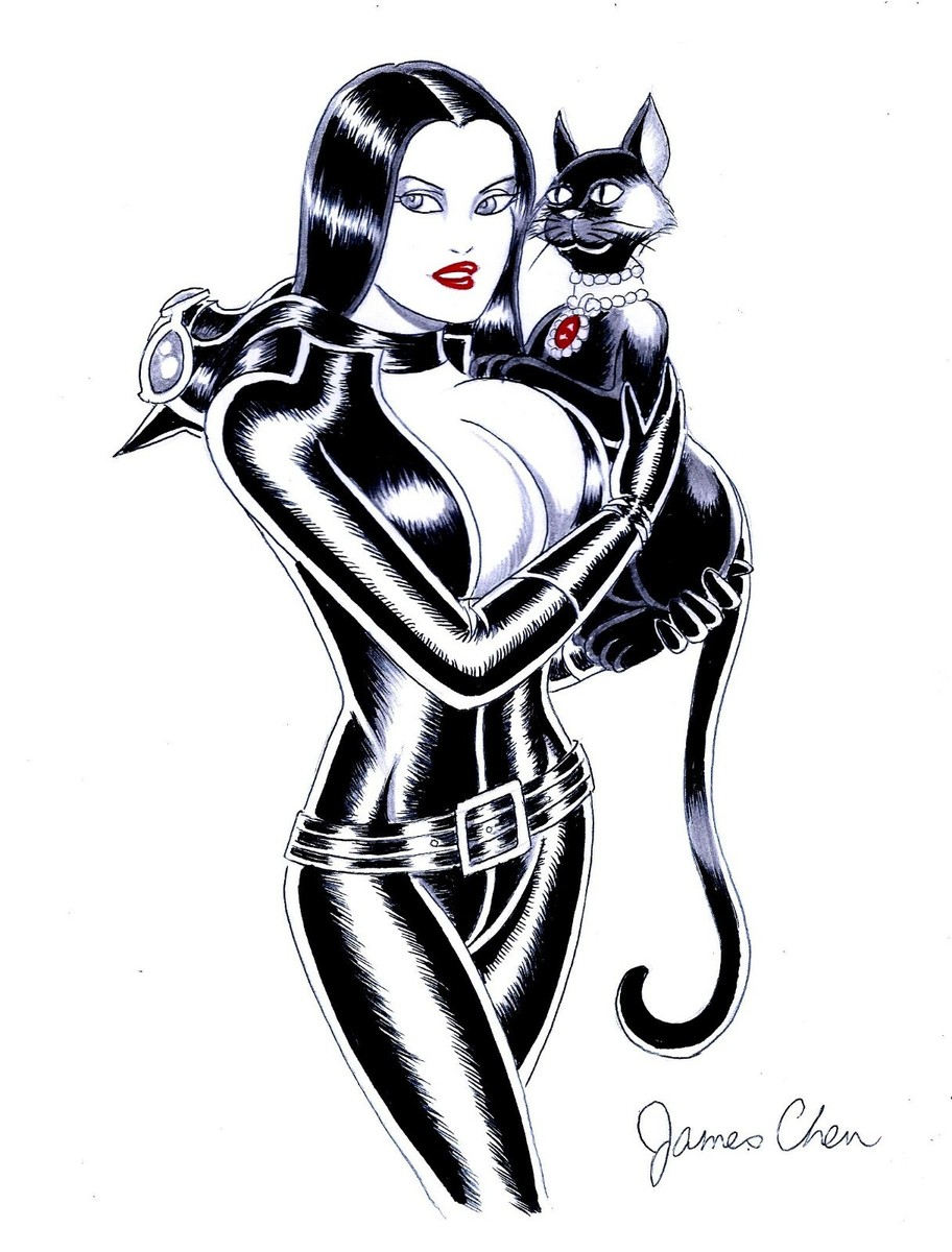 CATWOMAN ORIGINAL COMIC ART COLOR SKETCH ON CARD STOCK | eBay