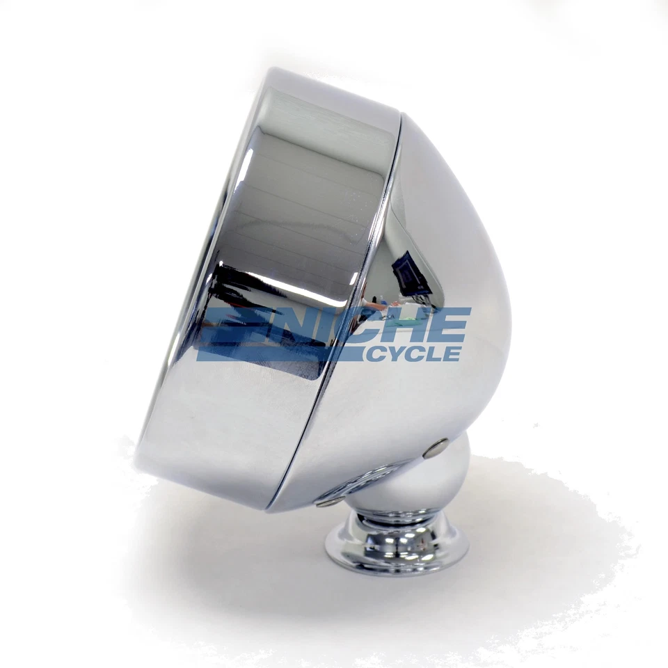 Mini 3.5" Chrome Frenched Rim Spot Lamp Headlight Custom Bottom Mount - Image 3 of 4