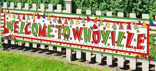 Large Christmas Grinch Outdoor Yard Banner Sign Welcome to Whoville Decor 118” - Picture 2 of 5