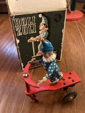 Roli Zoli Clown On Scooter Wind-Up Clown Tricycle Vintage