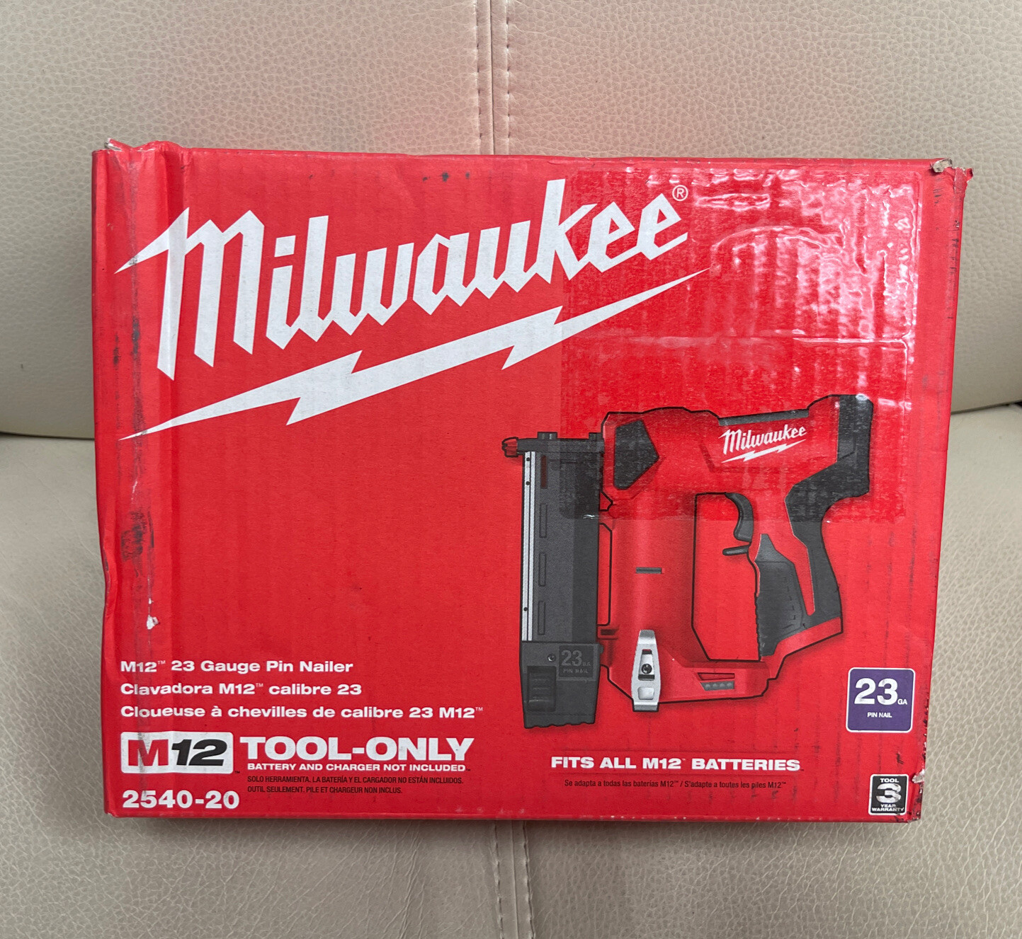 Milwaukee 2540-20 M12 23 Gauge Cordless Pin Nailer (Tool Only)