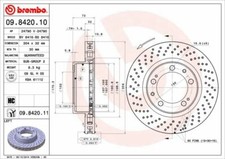 2x BREMBO 09.8420.11 Bremsscheibe vorne links für PORSCHE