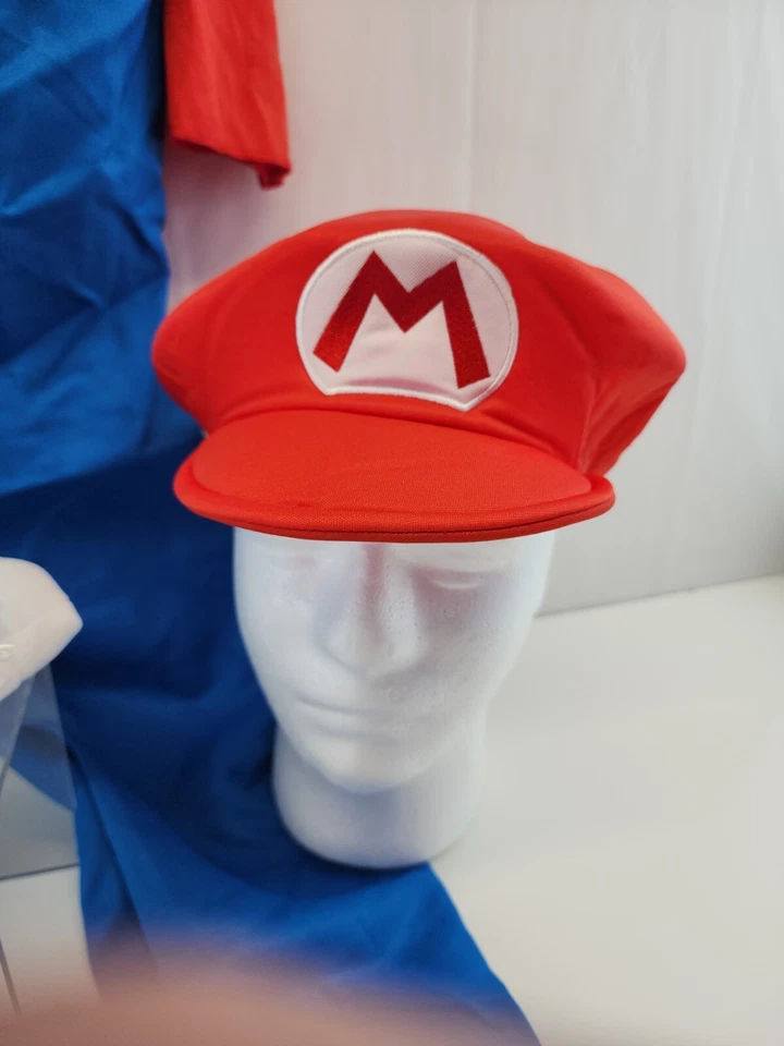 Disfraz de Super Mario Brothers de lujo para niños talla M 7-8 sombrero guantes escondite incl. Foto 3 de 4