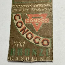 Matchbook Cover Conoco Bronze Gas Oil Service Station Orion Michigan