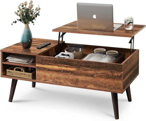 Rectangular Coffee Table with Top Lift Hidden Compartment drawer for Living Room - Picture 5 of 11