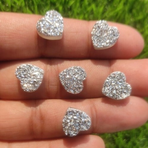 Corazón Natural Titanio Ágata Druzy Cuarzo Meditación Drusy Fabricación de Joyas - Imagen 6 de 9