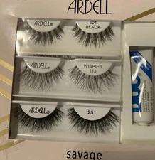 Ardell Lash Kits 3 Pairs Eye Lashes  Savage Black Wispies
