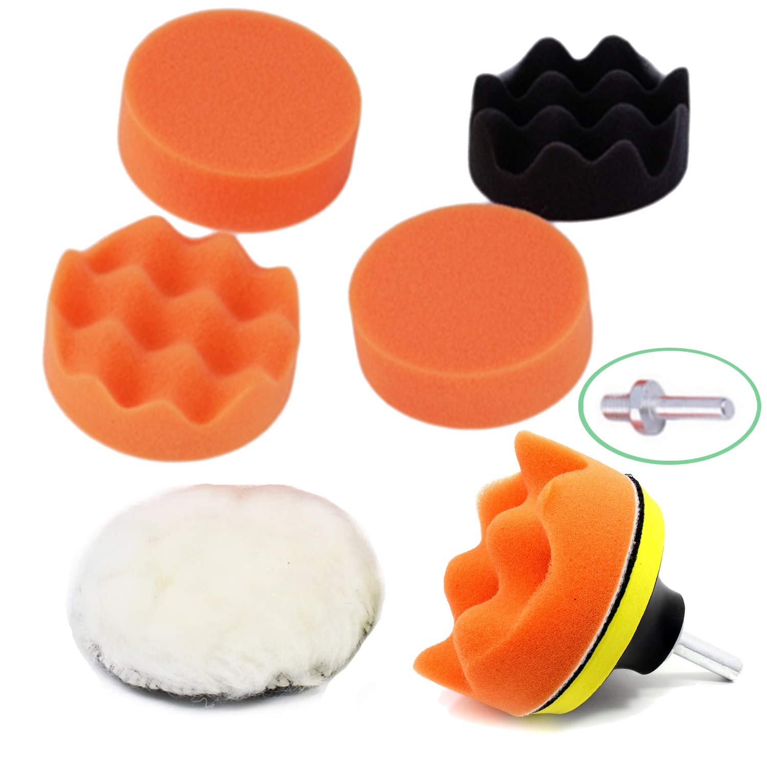 8 Pieces Polishing Sponge Wheel Set 3 Inch Buffing Pads Kit Car Polishing Pad K