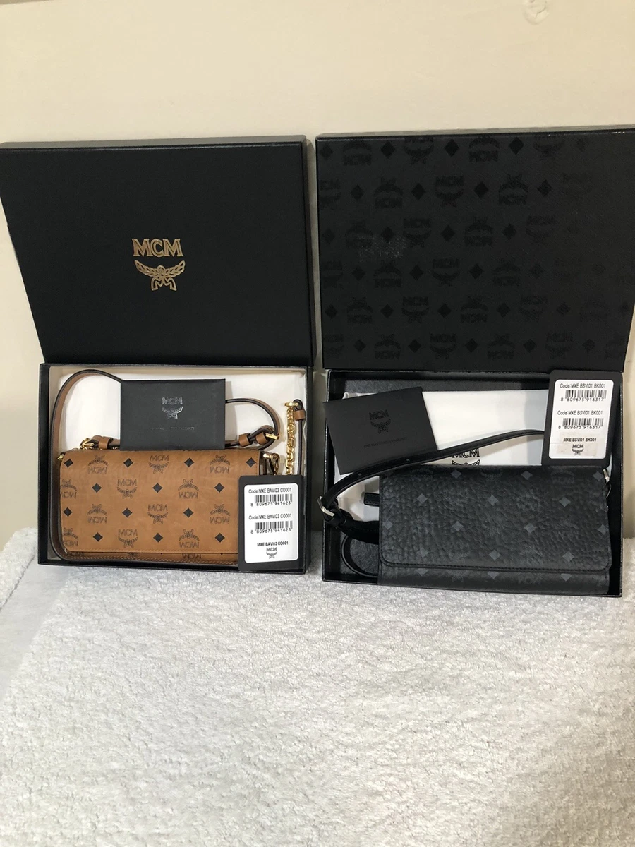 Authenic MCM Visetos Chain Wallet Crossbody 2pk