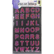 Dritz 2940 Iron-on Letters, Sequined, Block, 1-Inch, Hot Pink, 3 Pack