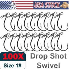 100PCS 1# Drop Shot Gancio Girevole Morbido Esca Ganci Vermi per Bass Carp Catfish NUOVO
