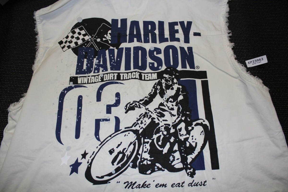 Harley tank top cut off shirt size Large white 1903 FXR Softail FL