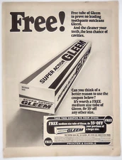 1968 Gleem Super Action Toothpaste Vintage Print Magazine Ad