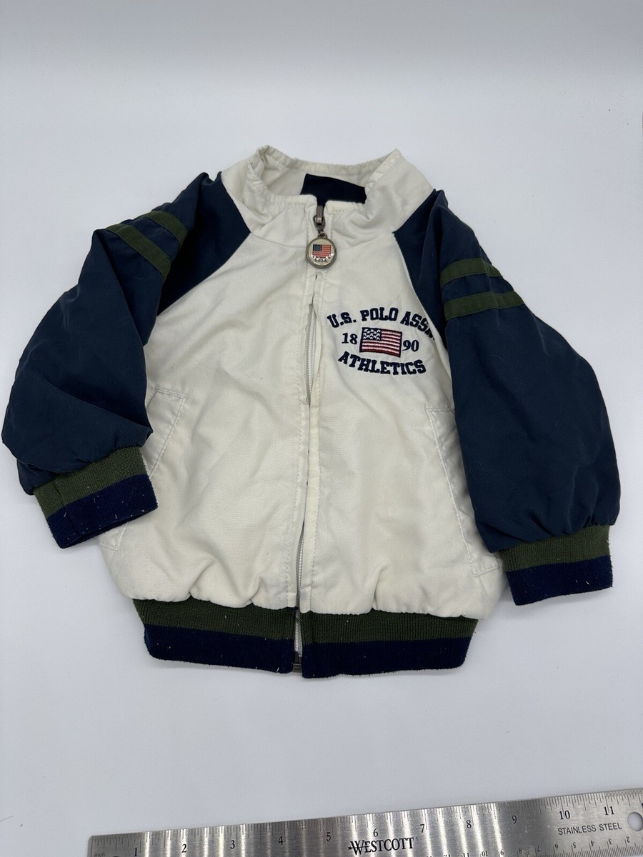 VINTAGE U.S. POLO ASSN BOYS BLUE & RED ZIP UP JACKET SIZE 12