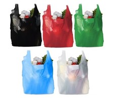 Vest Carrier Bags Strong Colored Disposable Carry Bag 11" x 17" x 21" 18mu