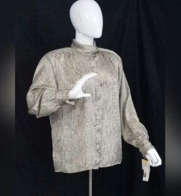 NWT Vintage Saville Rena Rowan Size 12 White Pussybow Secretary Blouse