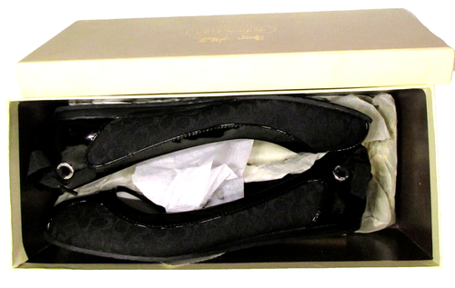COACH Black Ballet Flats Fabric Patent Logo Bow Slip On Shoes REAGAN SIG C 8.5M - Picture 14 of 24