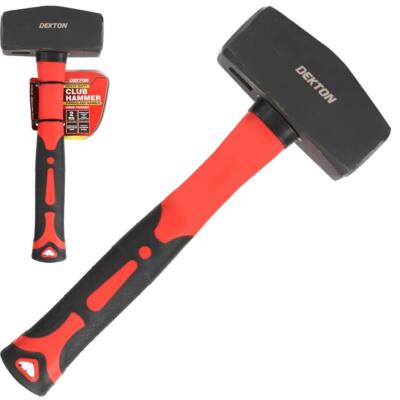 Dekton Club Klumpen Steinhammer gehärteter Stahlkopf Fiberglasstiel 2 kg