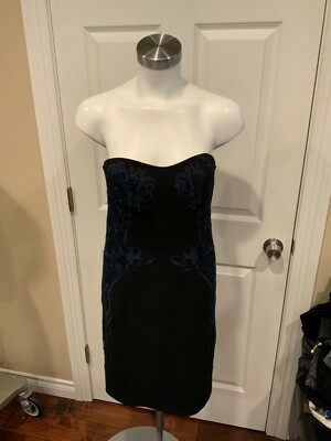 Diane Von Furstenberg ''Isabella'' Black Strapless Dress w/ Floral, Size 6, NWT!