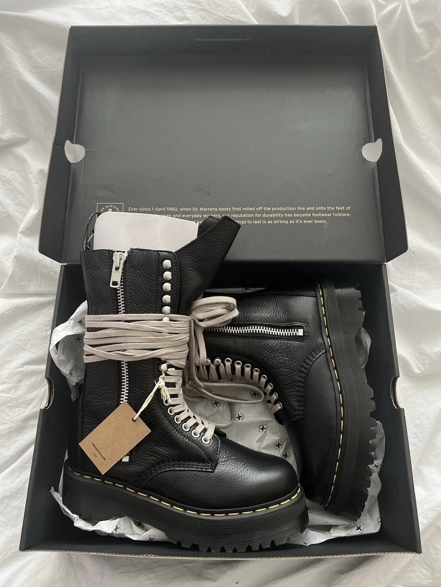 DR.MARTENS X RICK OWENS BLACK LEATHER SIDE ZIPPER BOOTS INISEX US