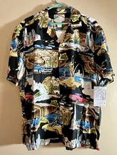 Paradise Found Hawaiian Shirt Ford Mustang Points Of Interest Men’s Large Vtg