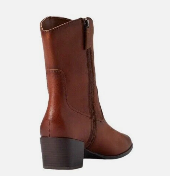 NUEVO SIN ETIQUETAS NATURALIZER Cuero Gaby Western Botas Confort Marrón Talla 5 Minorista $185 Foto 3 de 4