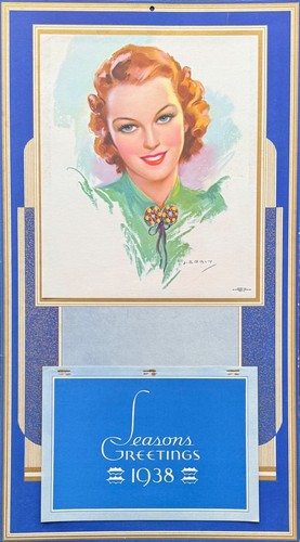 Original Vintage 1938 Jules Erbit Art Art Deco Pin-Up Calendar, Complete - Picture 2 of 6