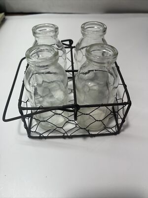 2- MINI MILK BOTTLE WITH MINI METAL DISPLAY PIECE/ SEE PIC FOR MORE INFO.