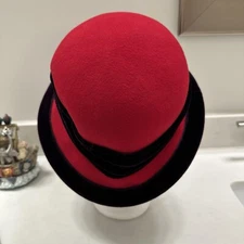 Jenny Buchanan Women’s 100% Wool Red Hat Society Purple Velvet Bow Brimmed Hat