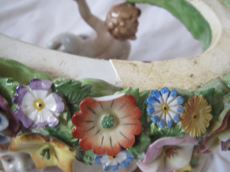 Vintage Von Schierholz German Porcelain Garden Cherub  Center Piece  BASE ONLY - Image 2 of 4