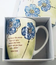 Faithfully Yours Ceramic Mug In Box Blue Flowers New In Box