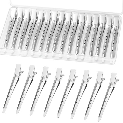 Gingbiss 24 Pcs Duck Billed Hair Clips for Styling Sectioning, 3.5 Silver
