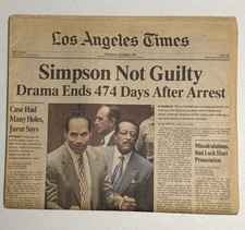 Los Angeles Times Wednesday October 4, 1995 OJ Simpson Not Guilty Complete