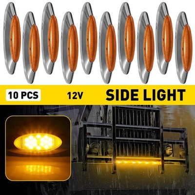 10X 6.5'' For Freightliner Oval Amber Trailer Truck Side Marker Light LED Light P