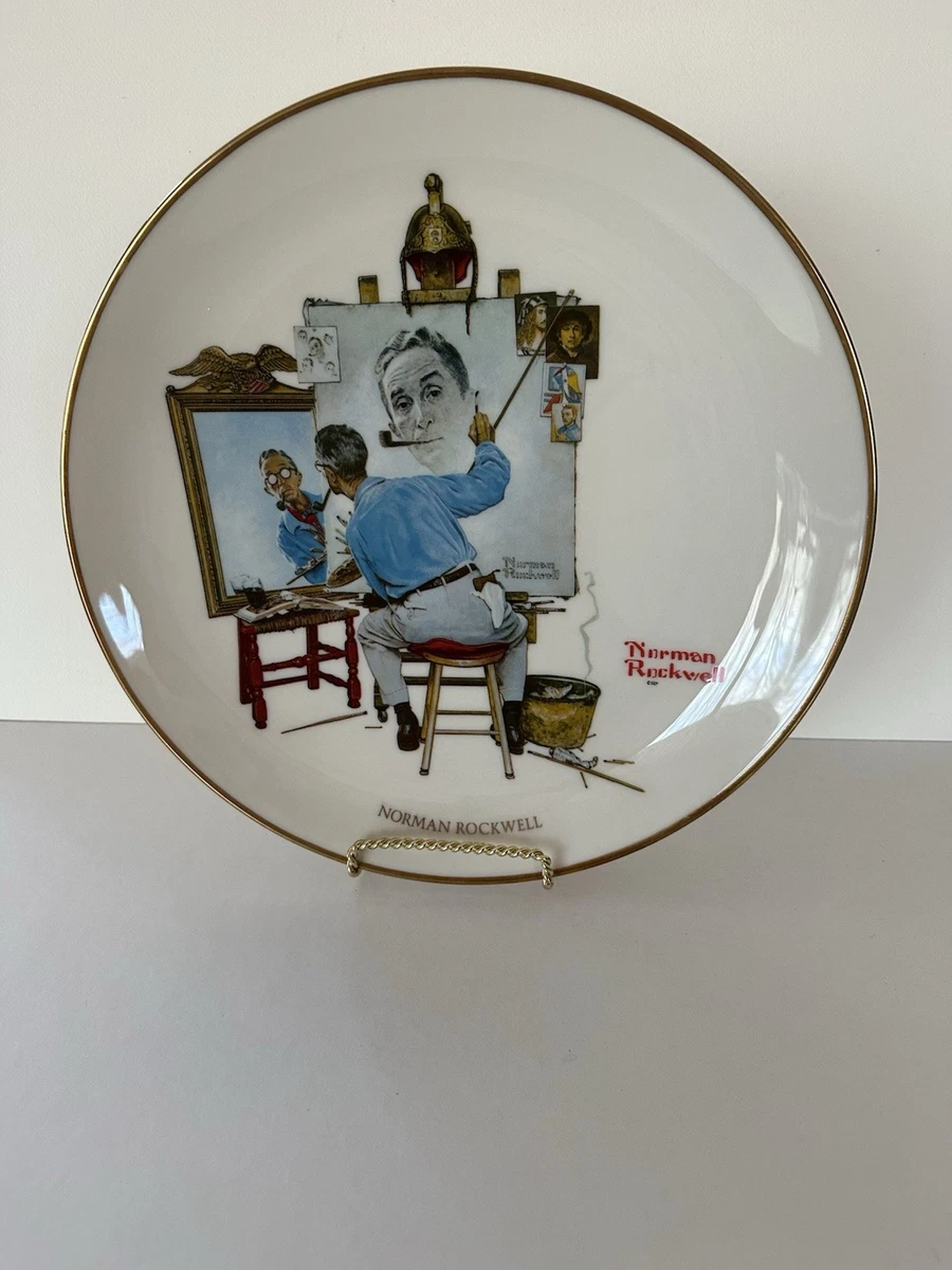 新品同様 ピーター・ブレイク Self Portrait プレスリー 真作 Norman Rockwell Self Portrait In Norman Rockwell Collector Plates