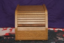 Organizer/scatola portaoggetti da scrivania vintage in legno di teak tambour roll top carte CD multimediali