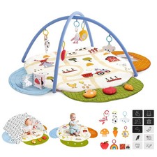 Baby Gym Play Mat, 4-in-1 Tummy Time Mat  Farm-Themed Activity Gym