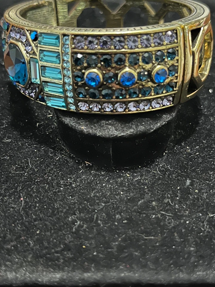 Bracelete articulado Heidi Daus camadas luxuosas 6,5" cristais turquesa e azul - Imagem 2 de 4